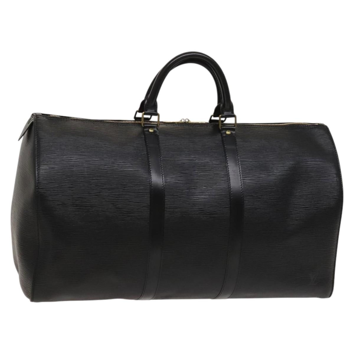 Louis Vuitton Keepall 50, Black, Leather, travel