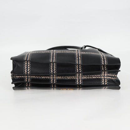Miu Miu Madras, Black, Leather, tote