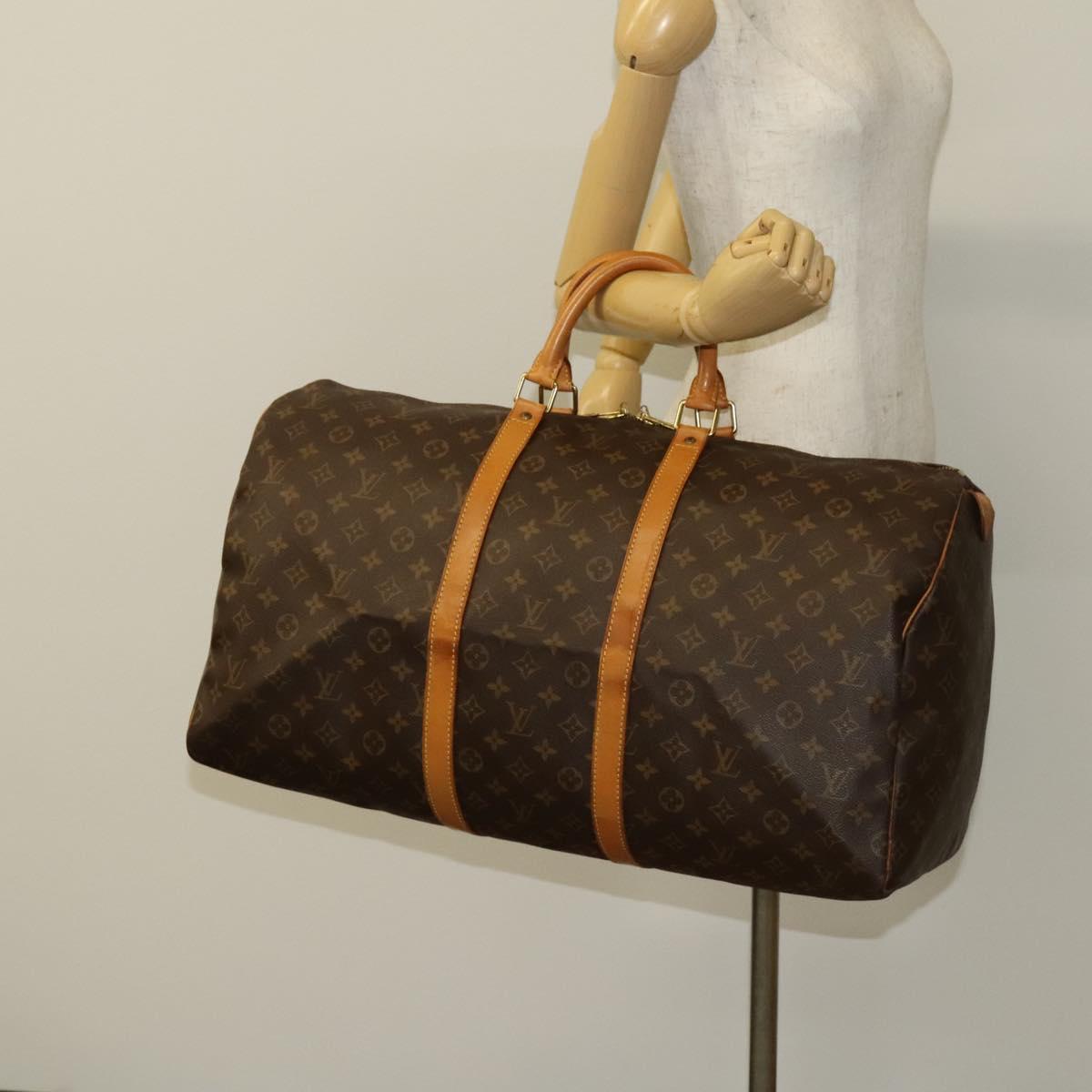 Louis Vuitton Keepall 55, Brown, Canvas, travel