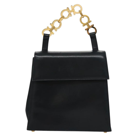 Salvatore Ferragamo Gancini, Black, Leather, handbag