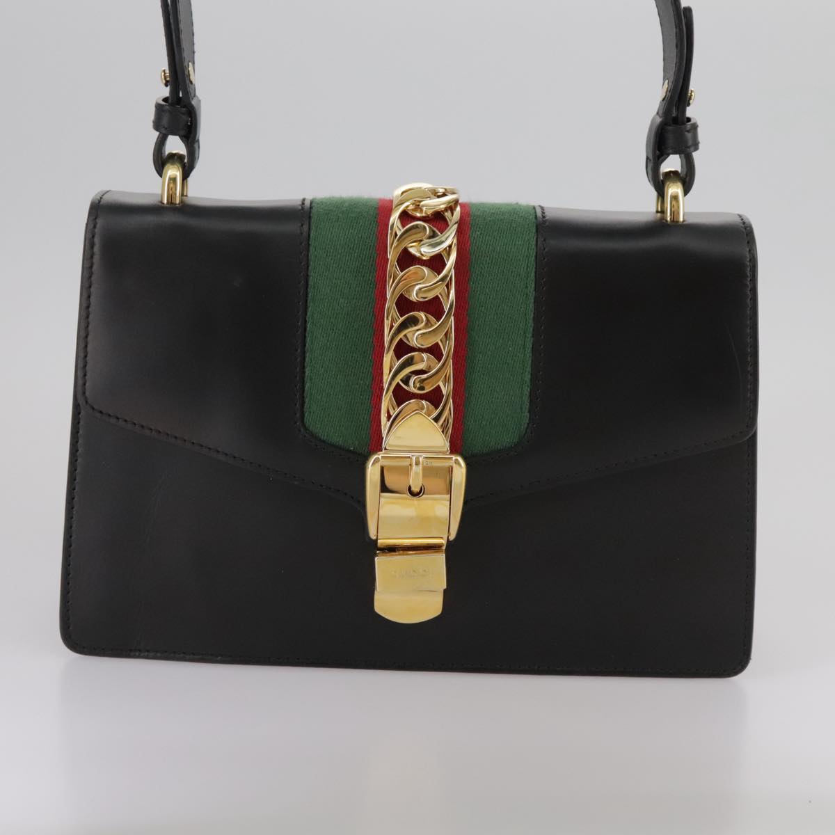 Gucci Sylvie, Black, Leather, shoulder