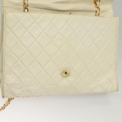 Chanel Demi Lune, White, Leather, shoulder