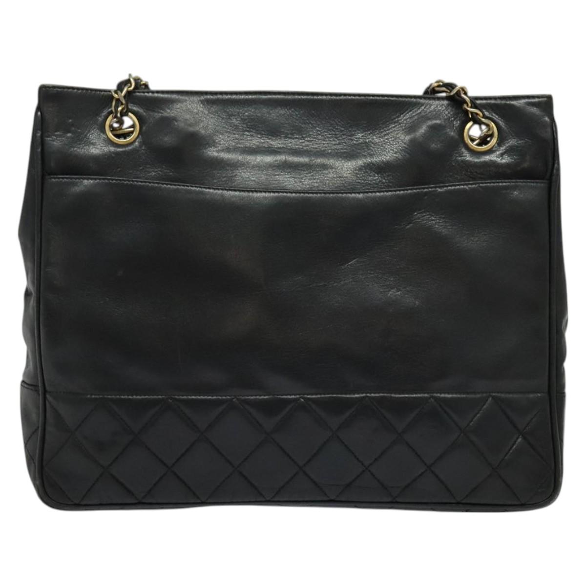 Chanel Vintage Shopping Tote Quilted Lambskin, BLACK, LEATHER, Tote bag