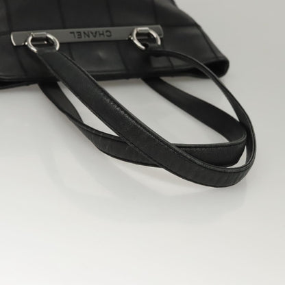 Chanel Chocolate bar, Black, Leather, tote