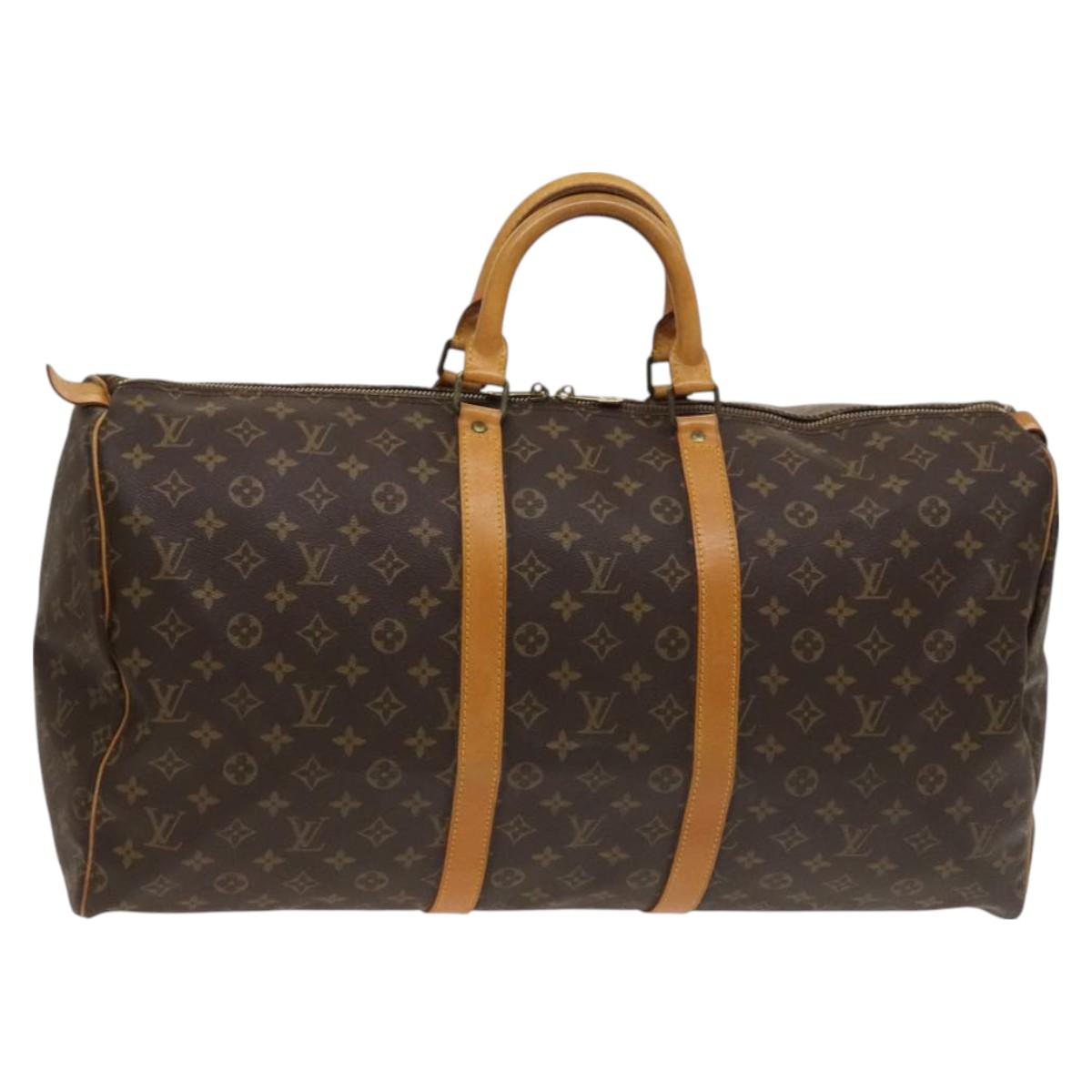 Louis Vuitton Keepall 55, Brown, Canvas, travel