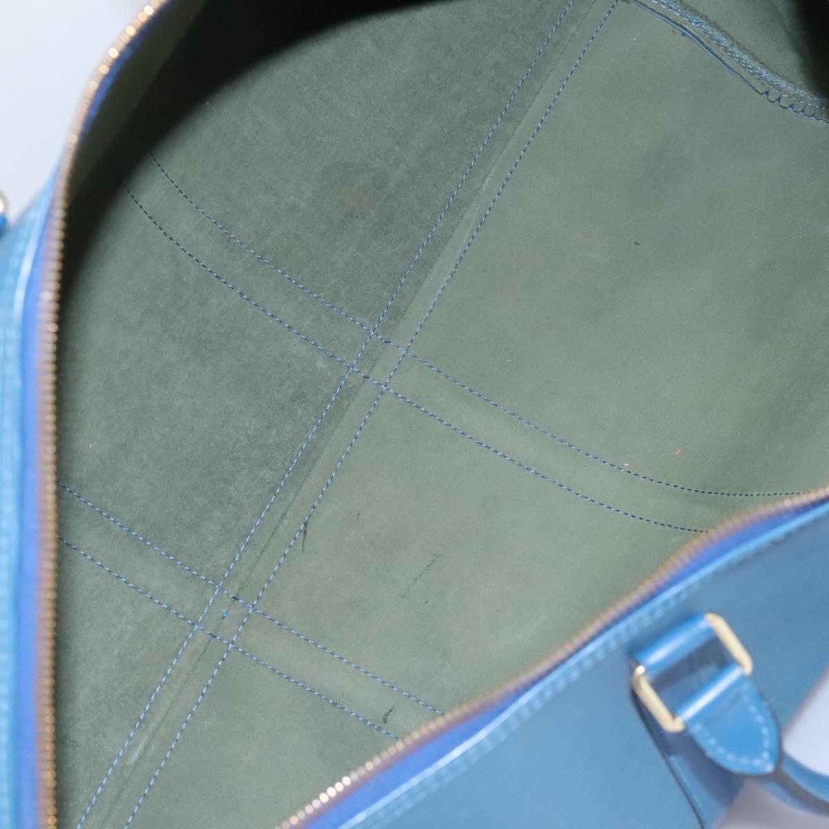 Louis Vuitton Keepall 55, Blue, Leather, travel