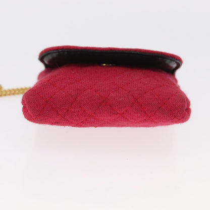 Chanel Vintage Chain Pocket Clutch Cotton, PINK, COTTON, Clutche & pouche