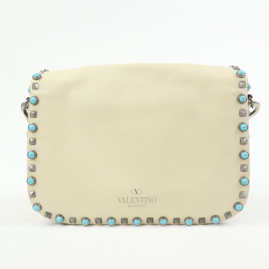 Valentino Garavani Rolling Rockstud Leather with Cabochons, Multicolour, Leather, Crossbody Bag