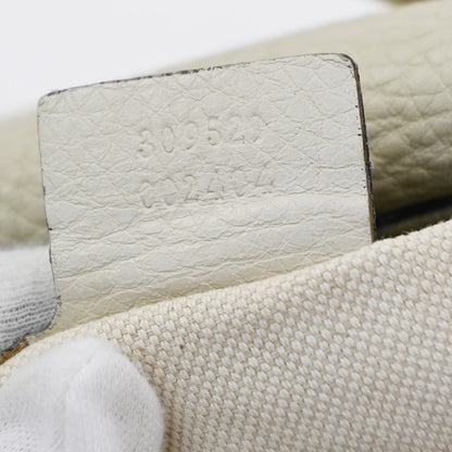 Gucci Twill Satchel Leather, White, Leather, Shoulder Bag