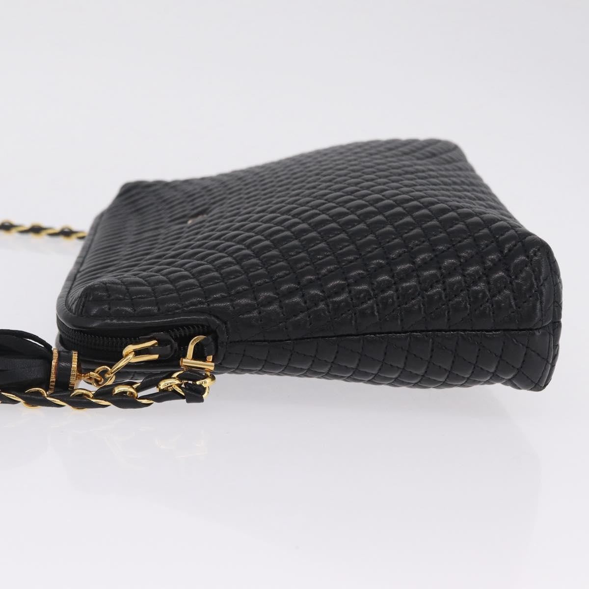 Bally Vintage Chain Quilted Leather, Black, Leather, Shoulder Bag