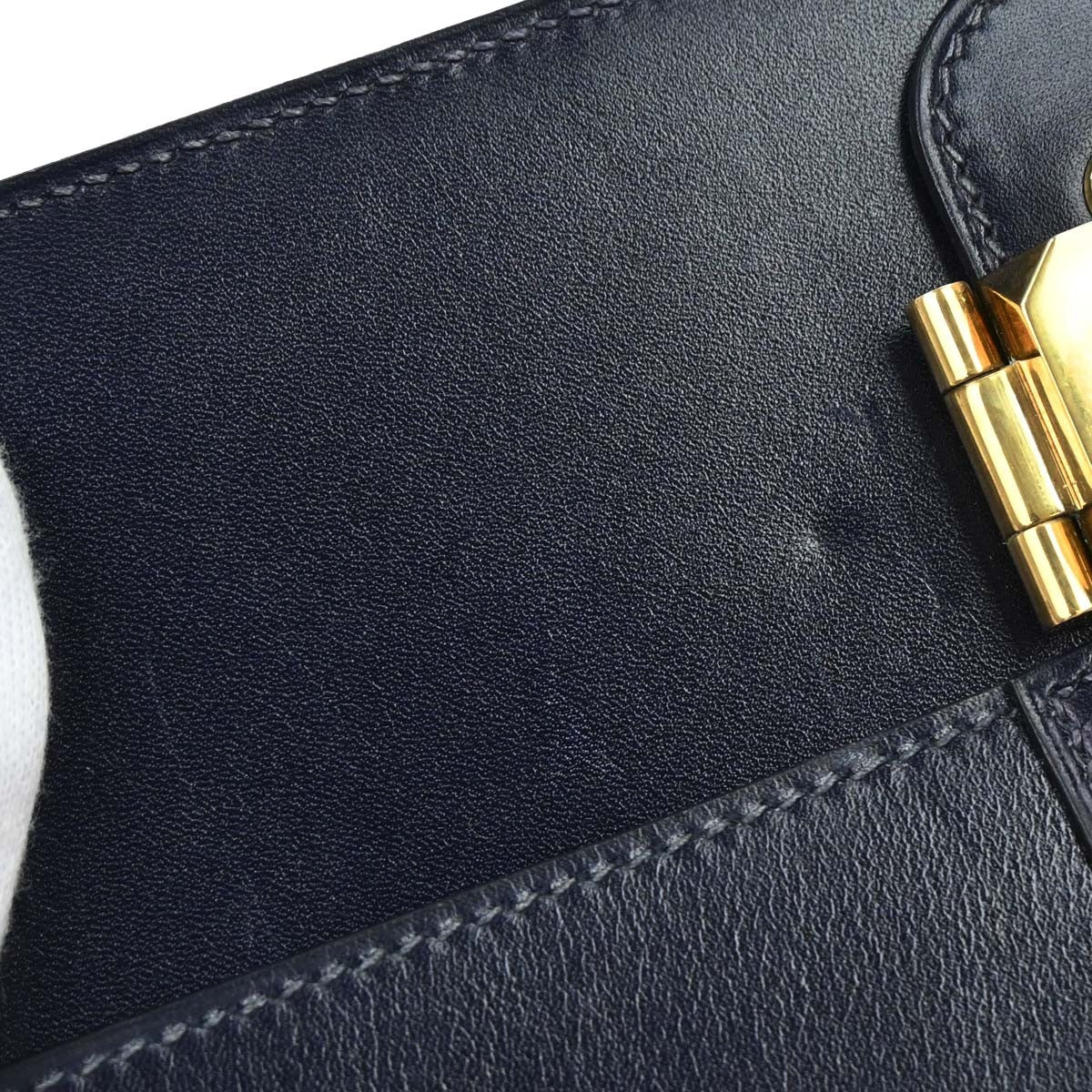 Hermes Jet Clutch Box Calf, Navy, Leather, Clutch