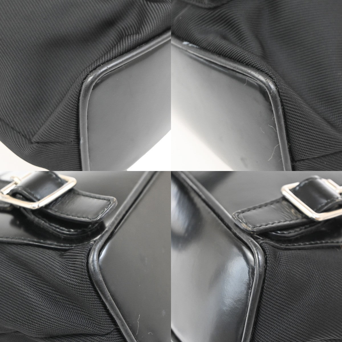 Gucci Vintage Bamboo Nylon and Patent Leather, Black, Nylon, Backpack
