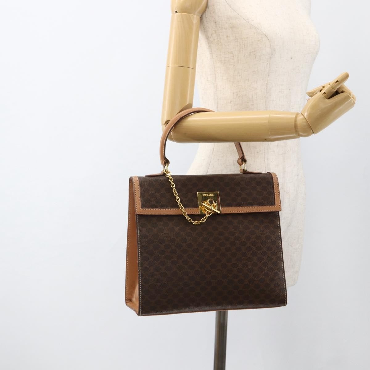Celine Vintage Handbag Toile Céline, Brown, Canvas, Handbag