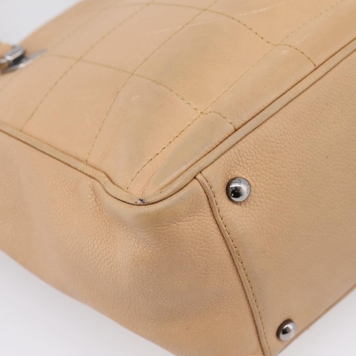 Chanel Chocolate Bar Coco Mark Leather, Beige, Leather, Tote Bag