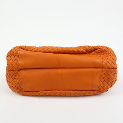 Bottega Veneta Campana Hobo Intrecciato Nappa, Orange, Leather, Shoulder Bag