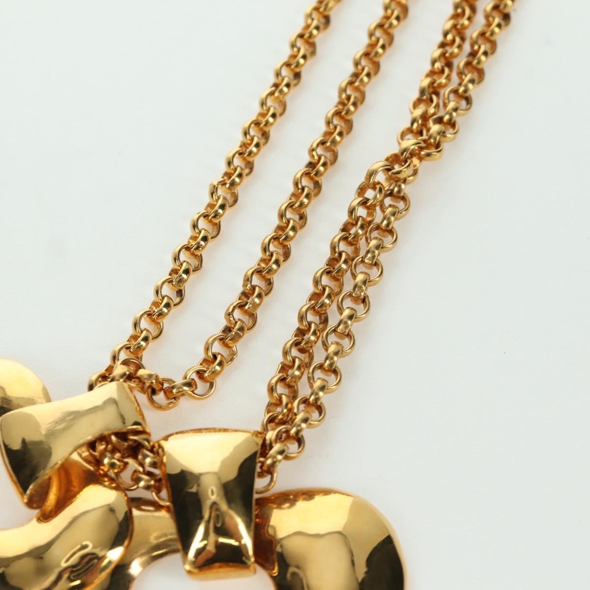 Chanel Vintage CC Heart Pendant Long Metal, Gold, Metal, Necklace