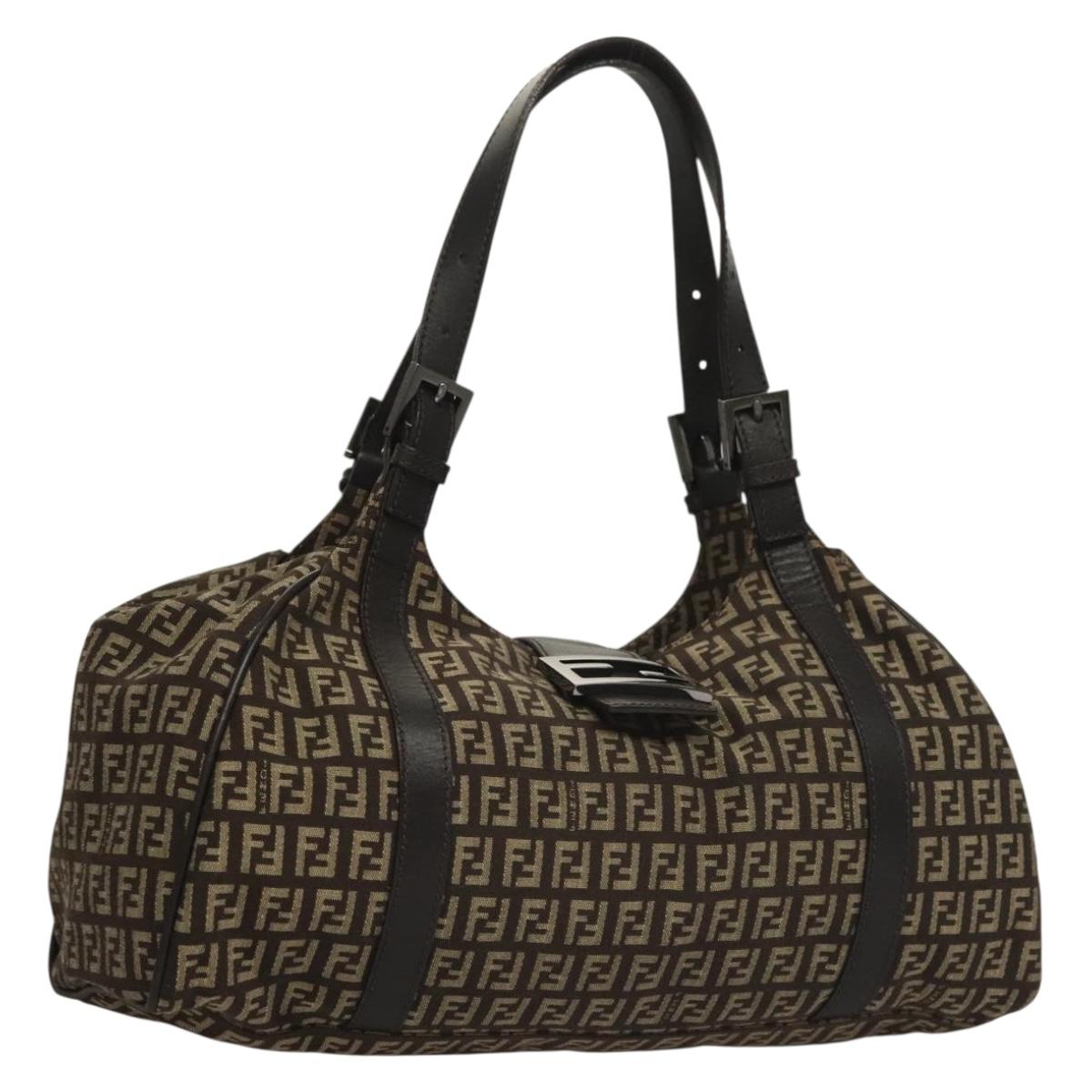Fendi Zucchino, Brown, Canvas, shoulder