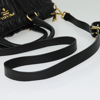 Prada Gaufre, Black, Leather, handbag