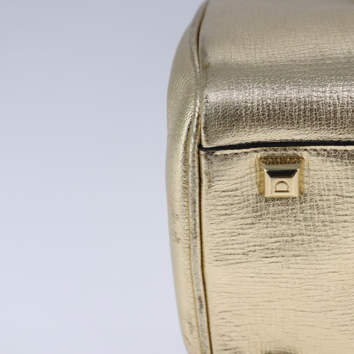 Salvatore Ferragamo Gancini, Gold, Leather, handbag