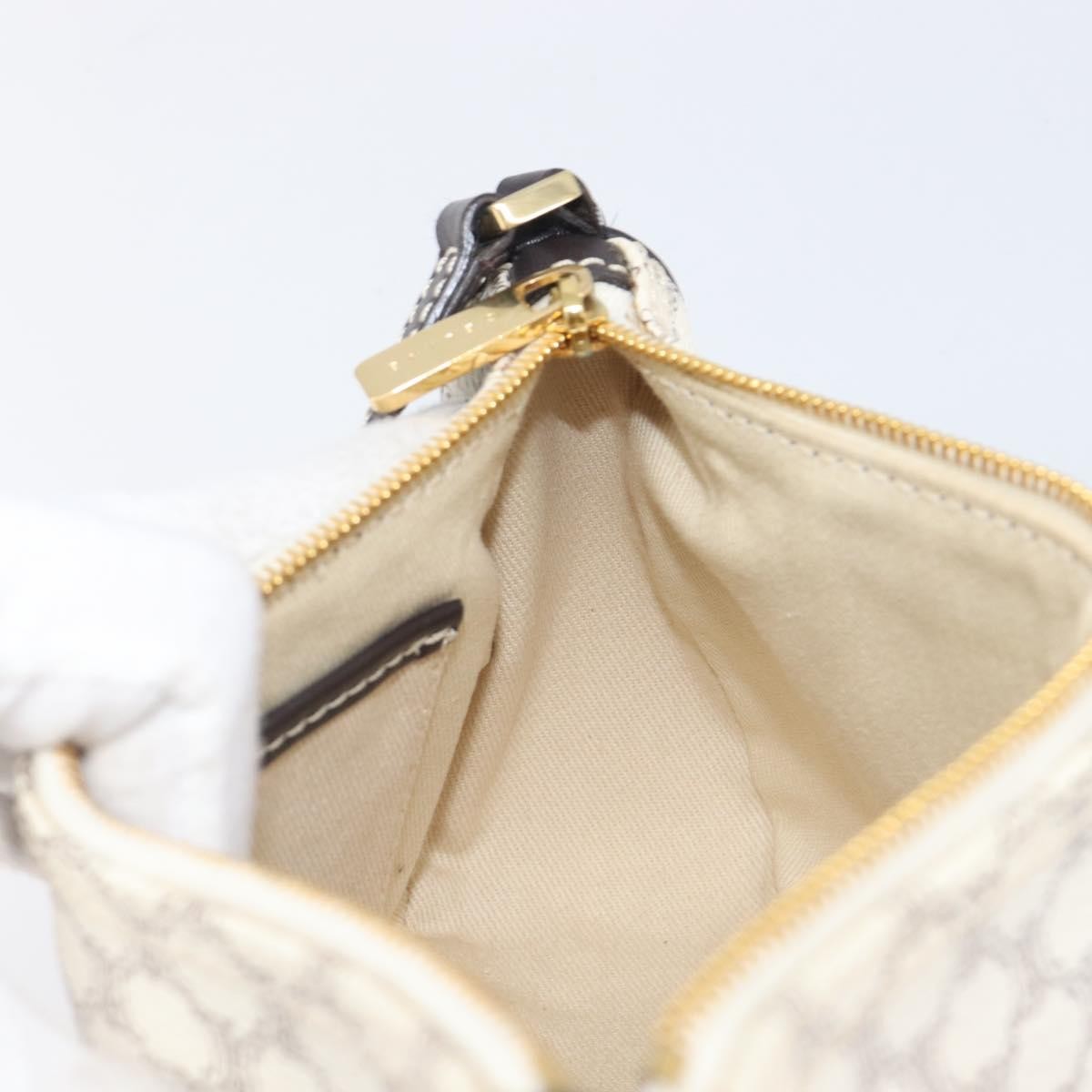Celine Triomphe Macadam Zip Shoulder Bag Canvas, White, PVC, Clutch