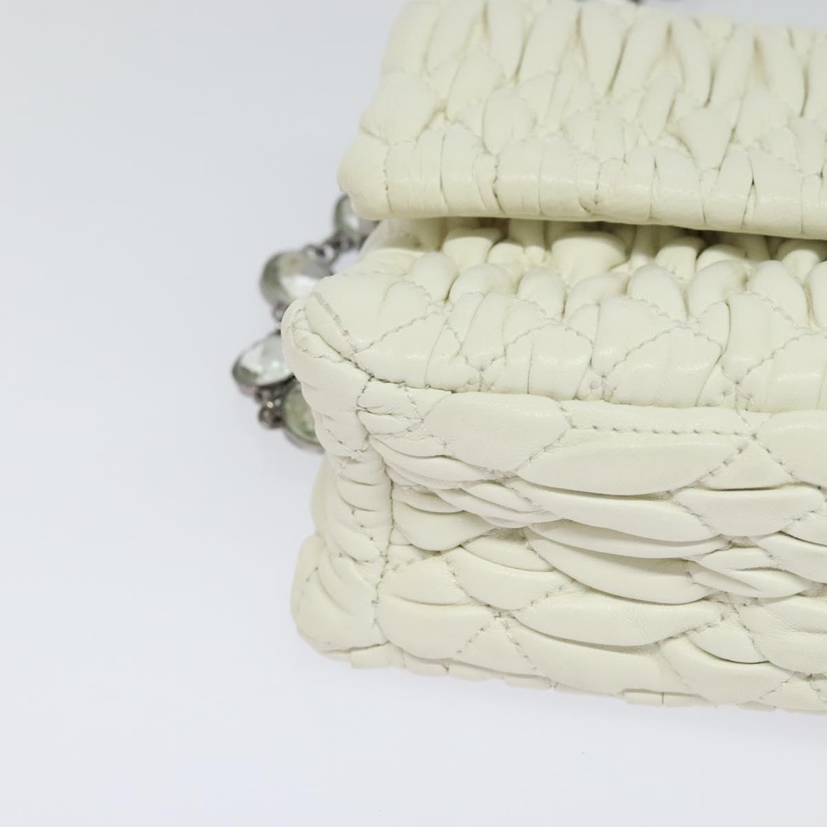 Miu Miu Crystal, White, Leather, shoulder