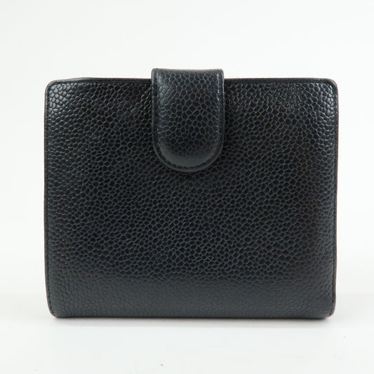 Chanel Vintage Timeless Bifold Caviar, Black, Leather, Wallet