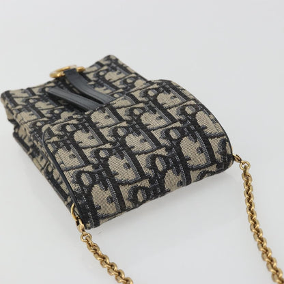 Christian Dior Phone Case Oblique Canvas, Navy, Canvas, Clutch