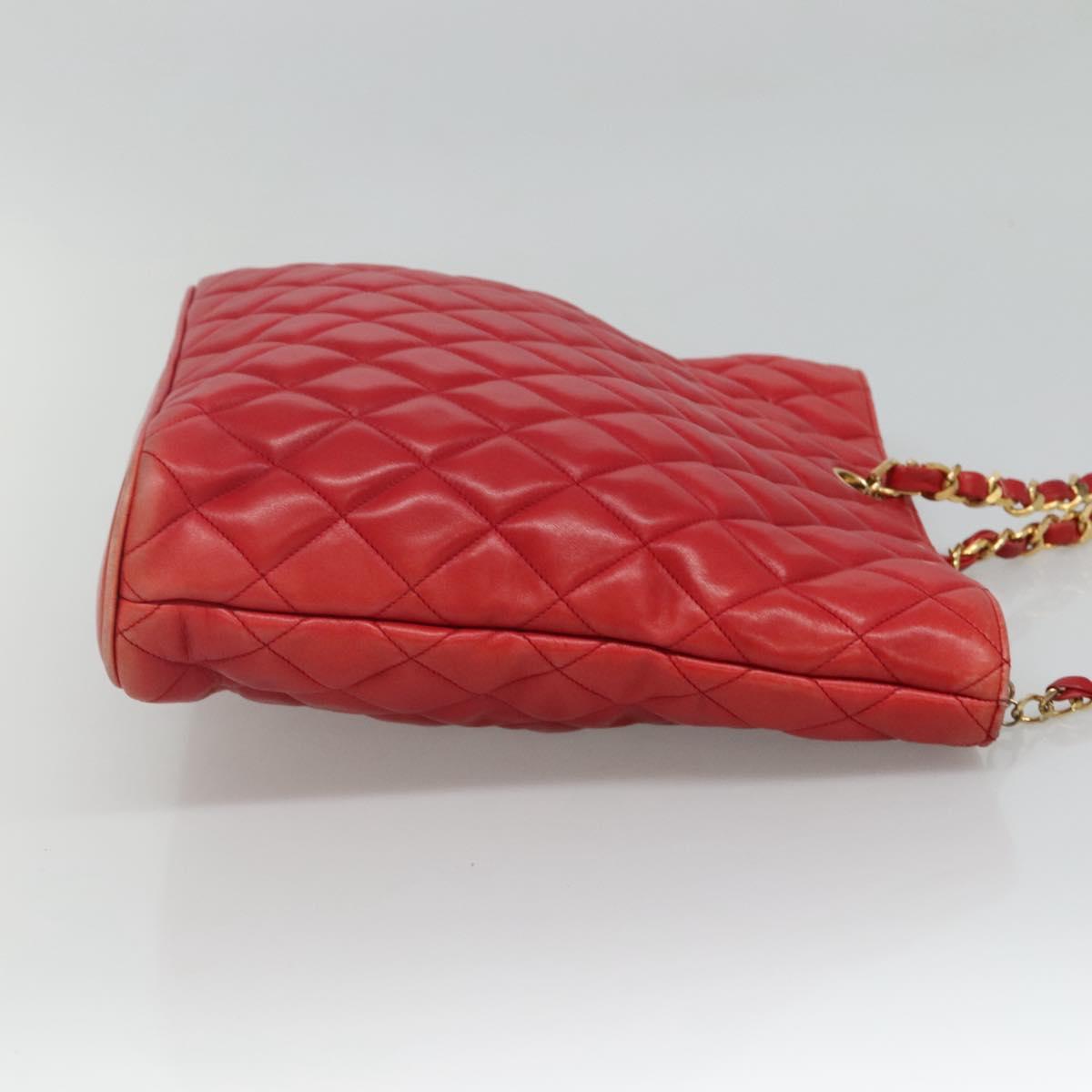 Chanel Chanel vintage cc chain leather, RED, LEATHER, Shoulder bag