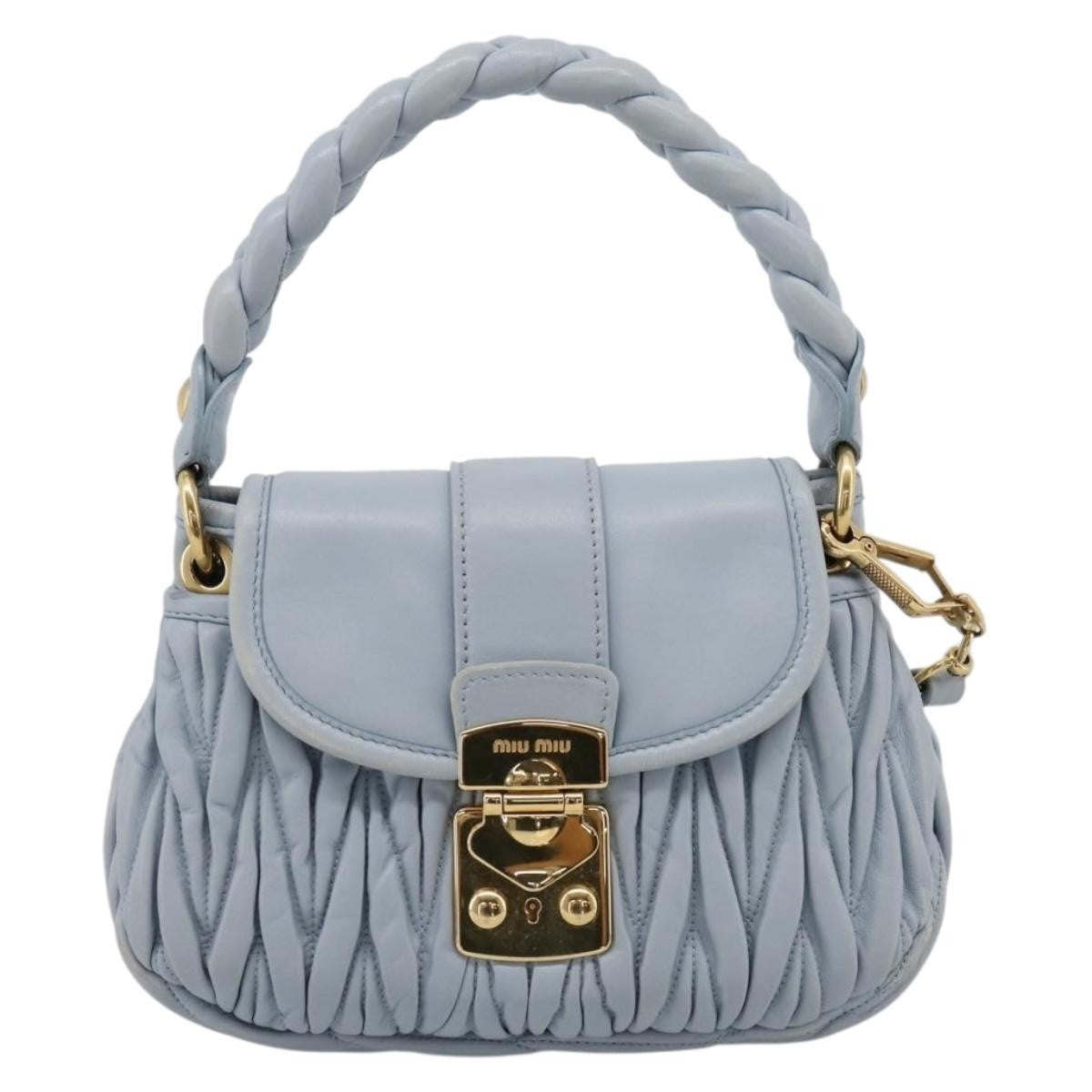 Miu Miu Coffer Hobo Matelasse Leather, Blue, Leather, Handbag