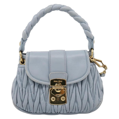 Miu Miu Coffer Hobo Matelasse Leather, Blue, Leather, Handbag