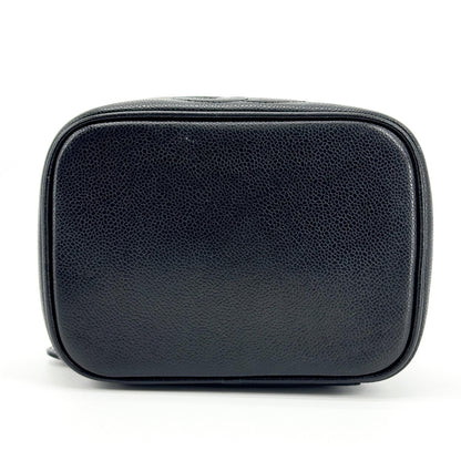 Chanel Vintage Timeless Cosmetic Case Caviar, Black, Leather, Clutch