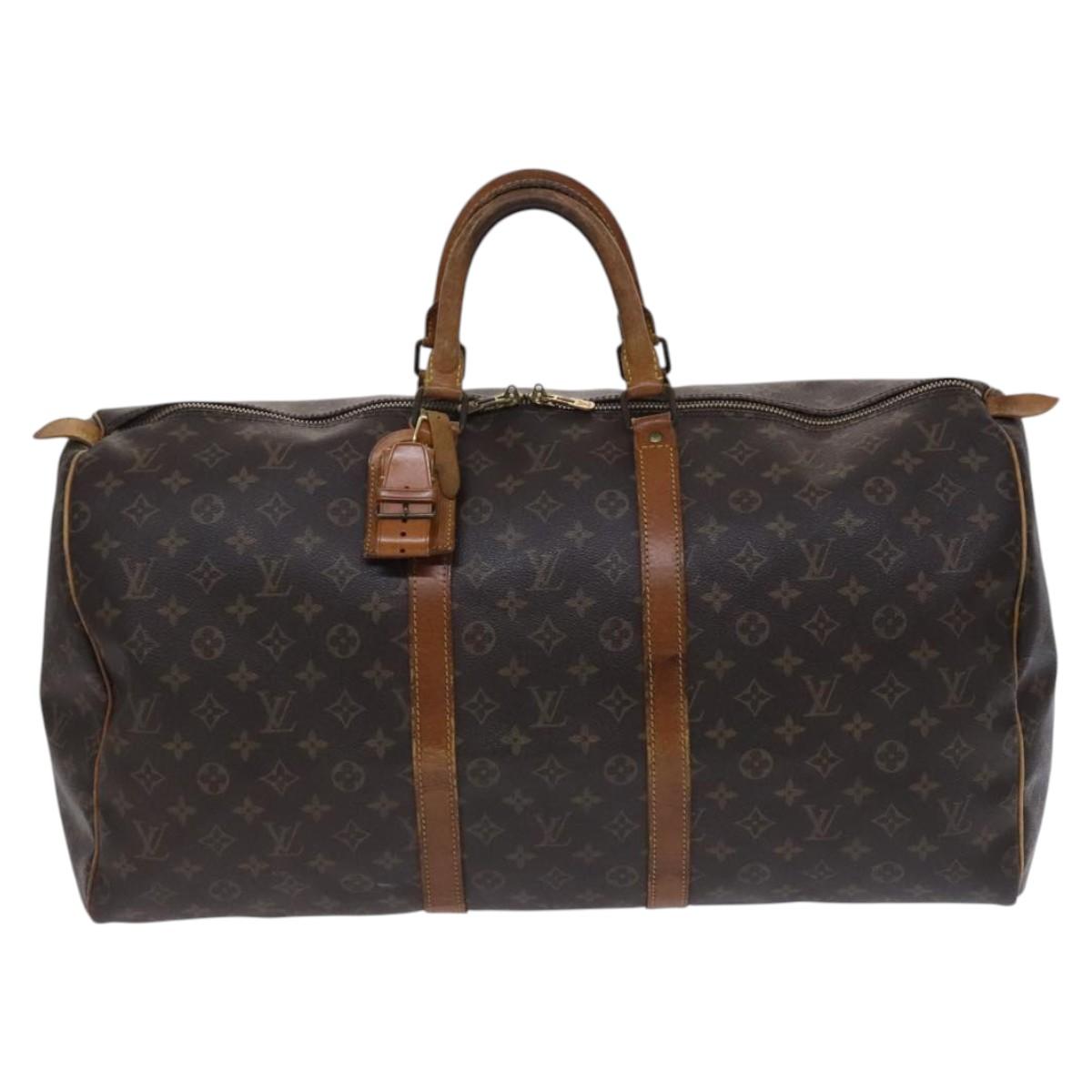 Louis Vuitton Keepall 55, Brown, Canvas, travel