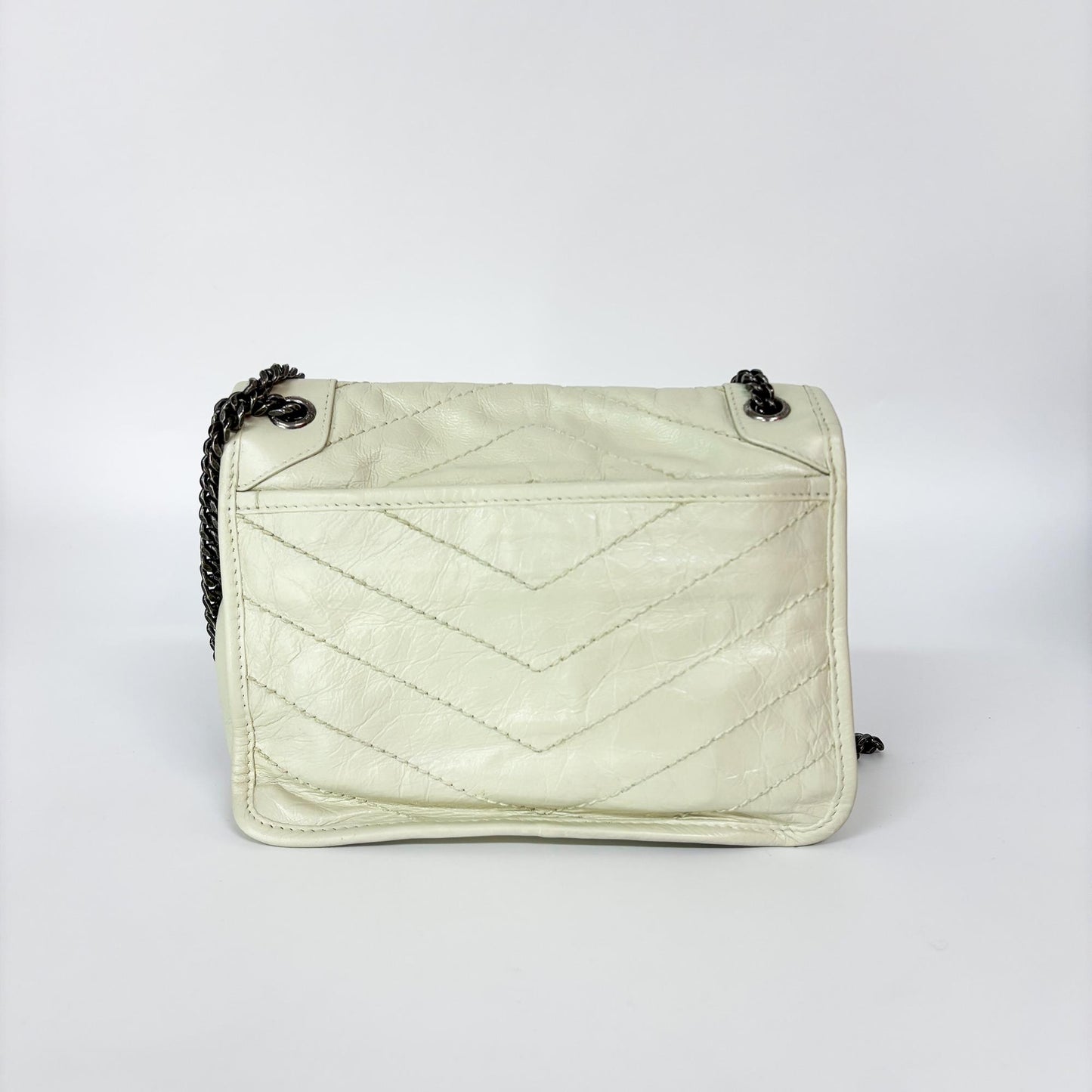 Saint Laurent Niki Flap Shoulder Bag Leather, White, Leather, Shoulder Bag