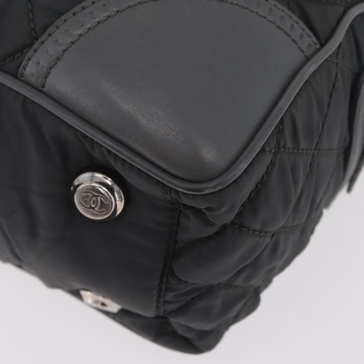 Chanel Vintage CC Quilted Nylon, Gray, Nylon, Tote Bag