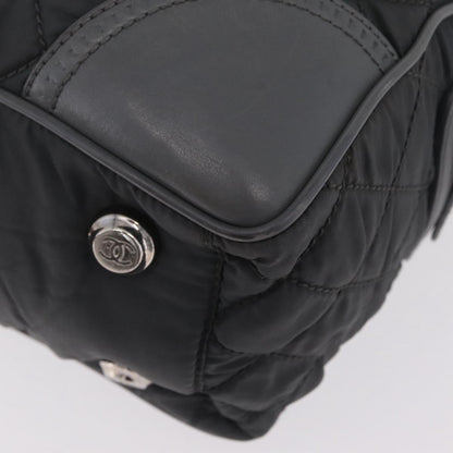 Chanel Vintage CC Quilted Nylon, Gray, Nylon, Tote Bag