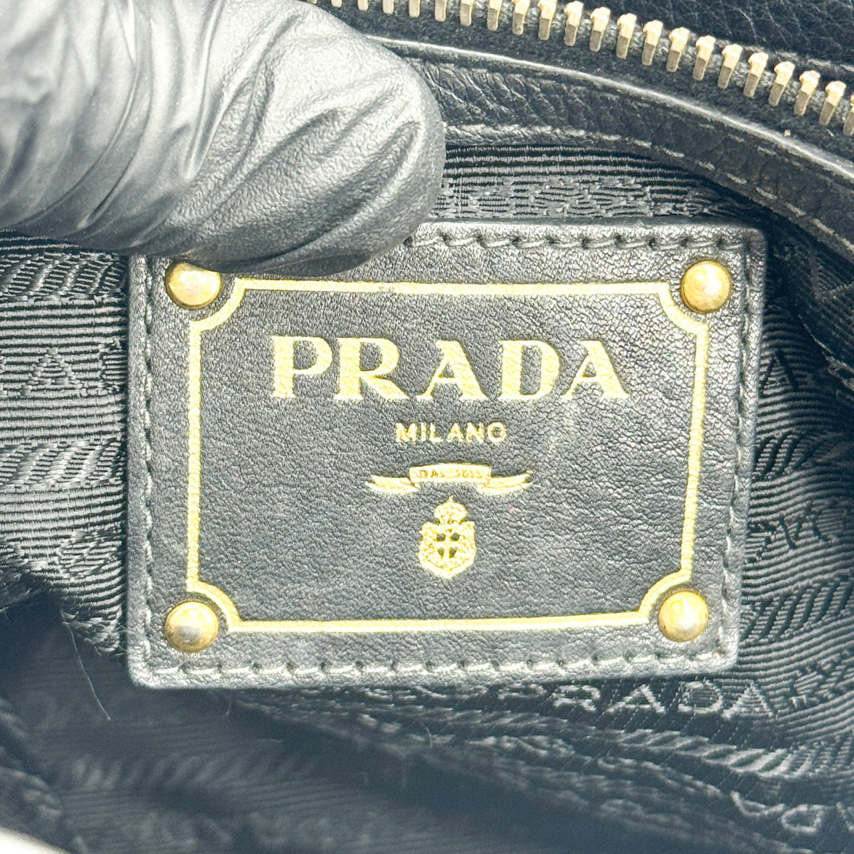 Prada Vitello Daino Leather, Black, Leather, Shoulder Bag