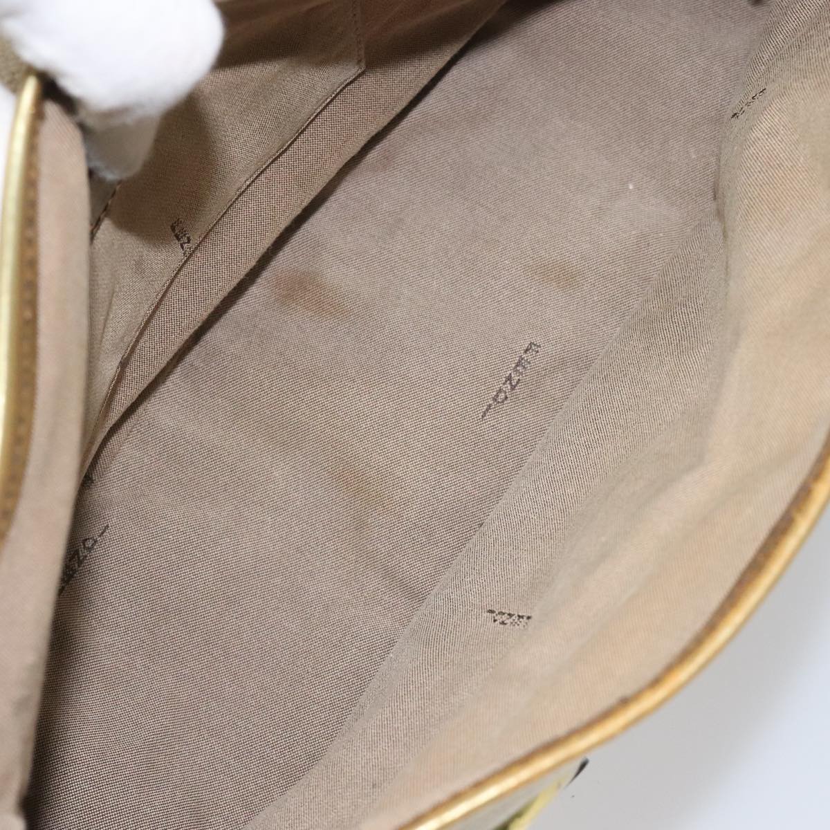 Fendi Chain Baguette Patent, Beige, Canvas, Shoulder Bag