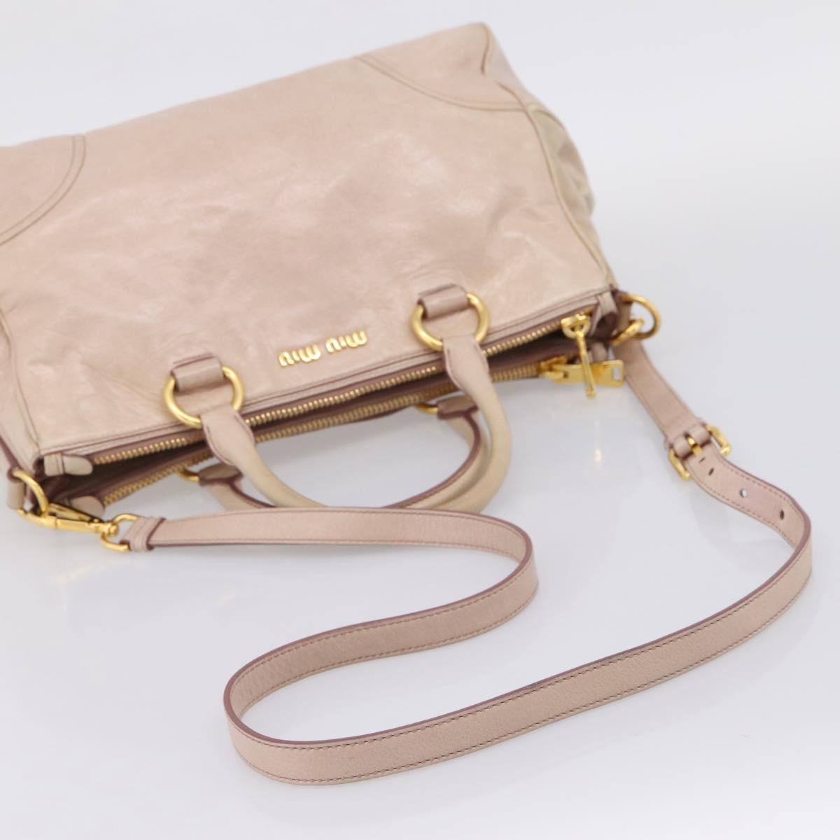 Miu Miu Vitello Lux Ring Satchel Leather, Pink, Leather, Handbag