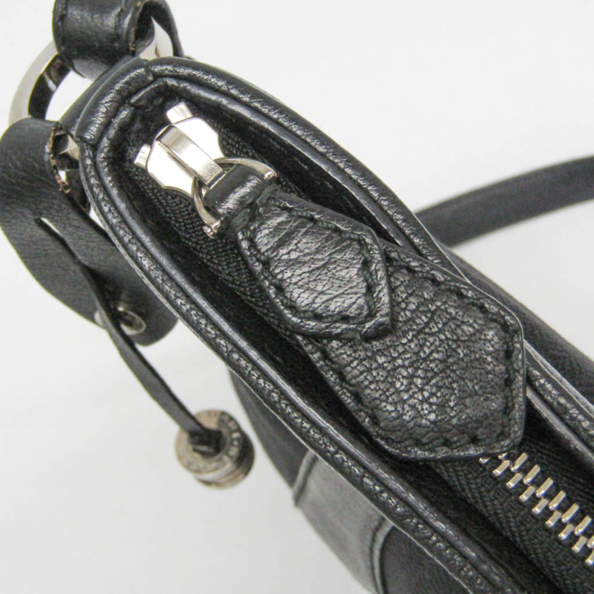 Bvlgari Open Hobo Leather, Black, Leather, Shoulder Bag