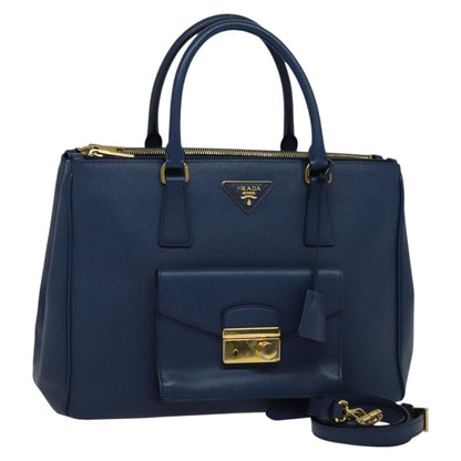 Prada Galleria, Blue, Leather, handbag