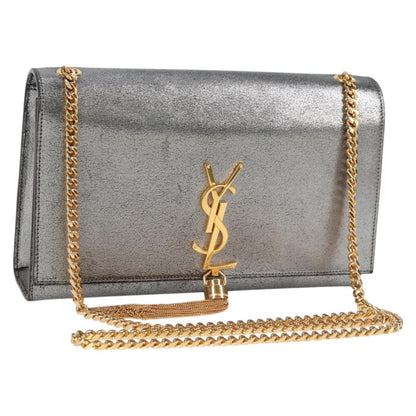 Saint Laurent Kate, Silver, Leather, shoulder