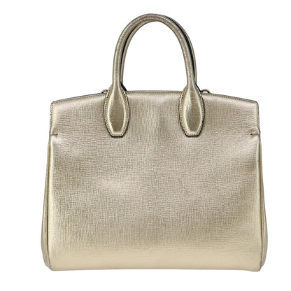 Salvatore Ferragamo Gancini, Gold, Leather, handbag
