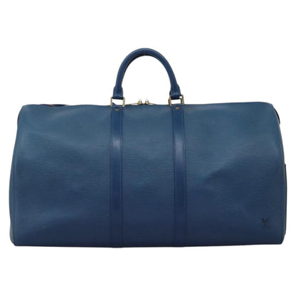 Louis Vuitton Keepall 55, Blue, Leather, travel