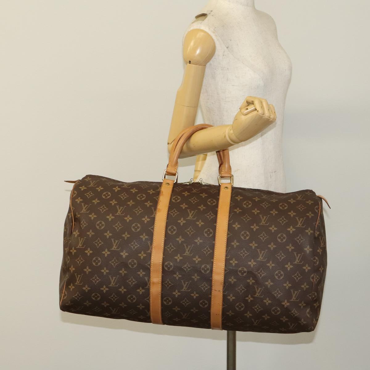 Louis Vuitton Keepall 55, Brown, Canvas, travel
