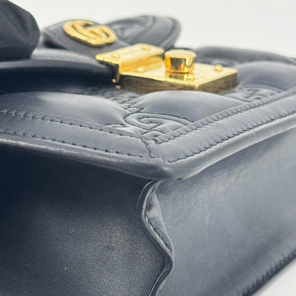 Gucci Padlock GG Embossed Leather, Black, Leather, Shoulder Bag