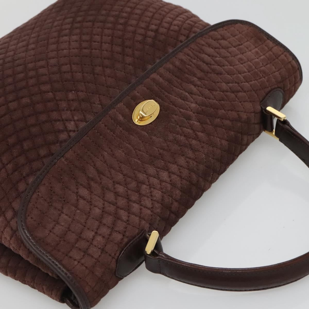 Bally Handbag Quilted Suede, Brown, Suede, Handbag