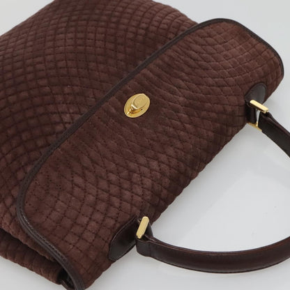 Bally Handbag Quilted Suede, Brown, Suede, Handbag