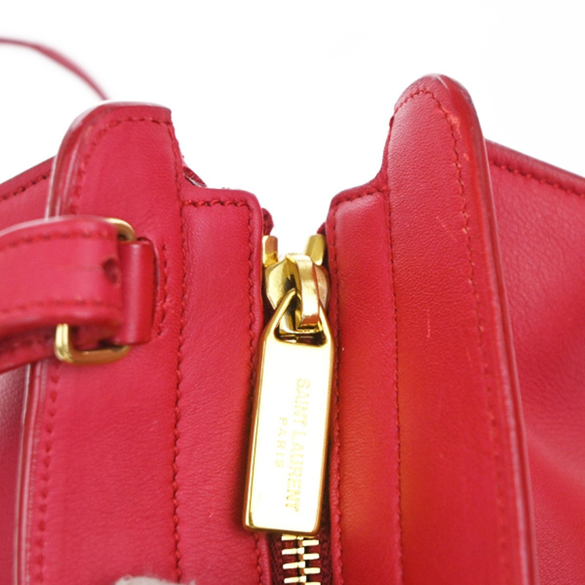 Saint Laurent Chyc Cabas Leather, Red, Leather, Tote Bag