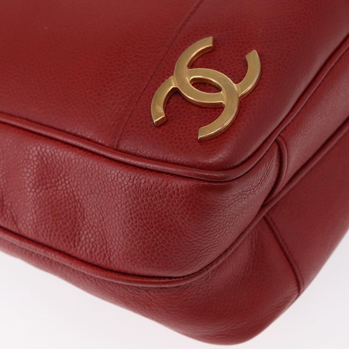 Chanel Vintage Metal CC Caviar, Red, Leather, Shoulder Bag