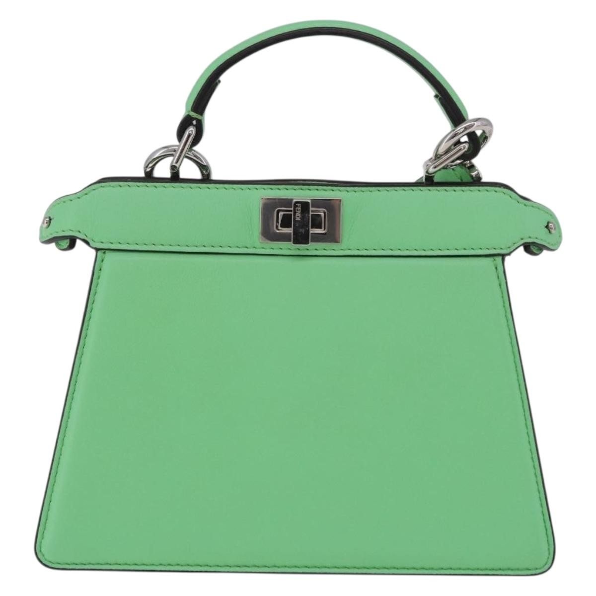 Fendi Peekaboo ISeeU Leather, Green, Leather, Handbag